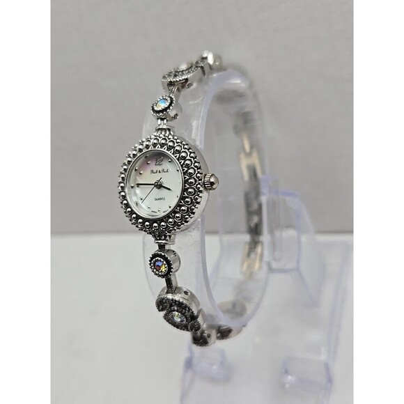 Peck And Peck Womens Marcasite Faux Opal Bracelet Watch Quartz New Battery - Picture 2 of 9